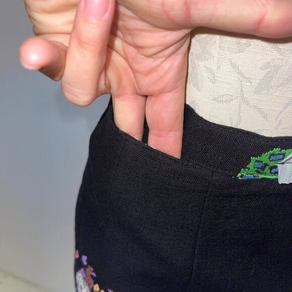 Chalermrak Womens Maxi Skirt Black Size Medium Vintage Custom Made Peacock Lined - Picture 8 of 12